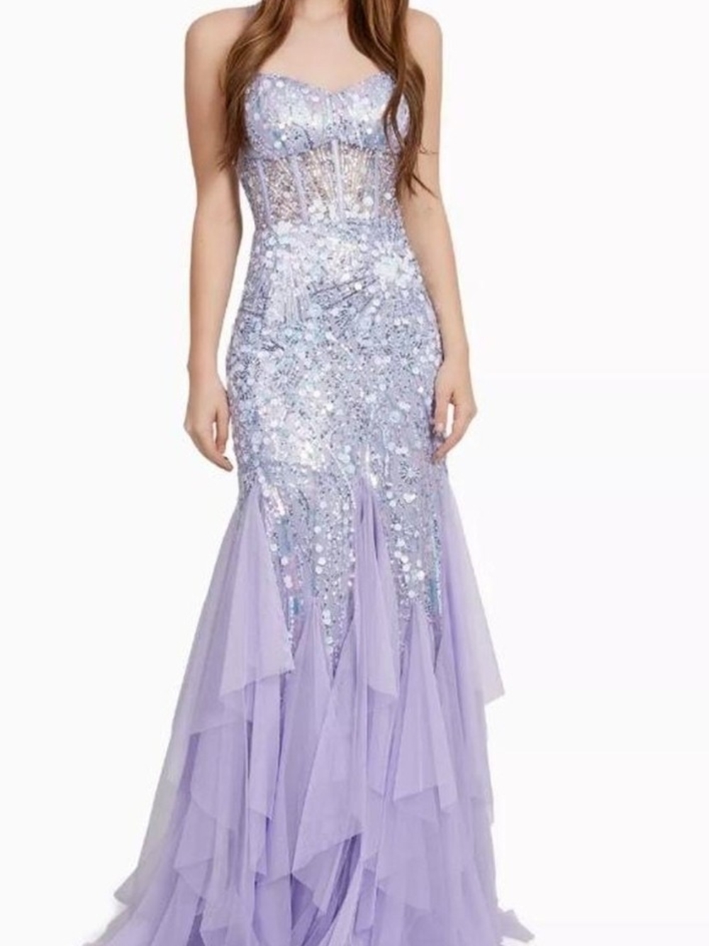 Dear Moon Lavender Sequin Mermaid Prom Dress